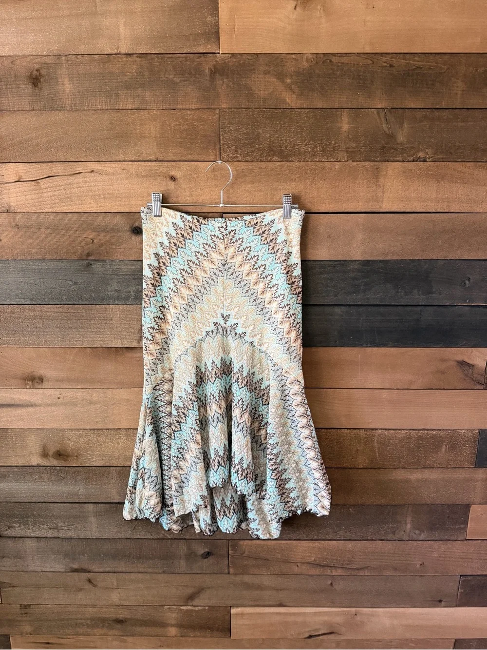Y2K Banana Republic Blue Brown Knit Mermaid Midi Skirt